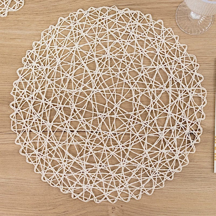 6 pcs 15" wide Round Metallic String Placemats