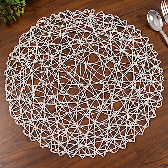 6 pcs 15" wide Round Metallic String Placemats