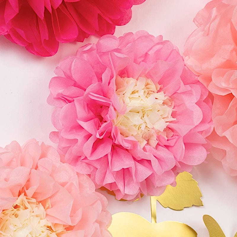 21 Tissue Paper Pom Poms Chrysanthemum Flowers with Butterflies and Leaves Set