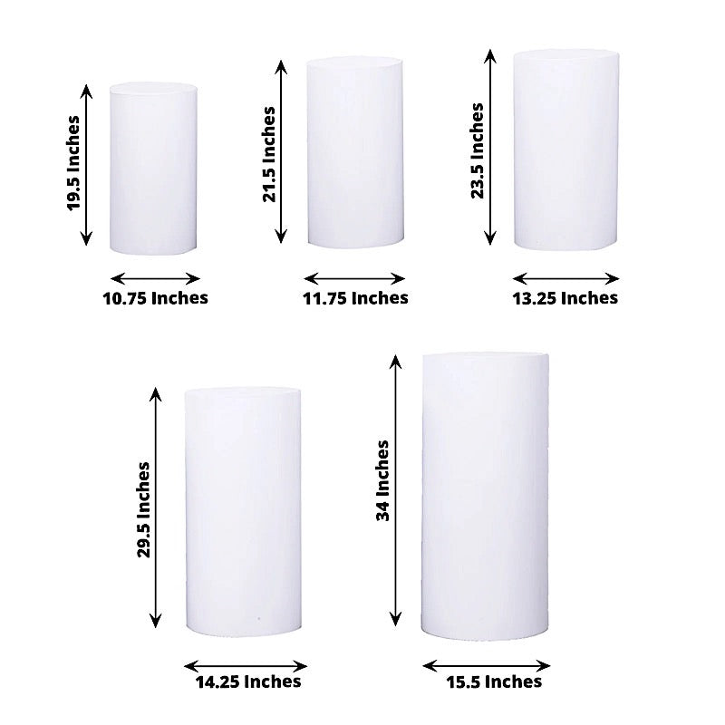 5 Metal Cylinder Pillar Prop Stands for Wedding Aisle - White