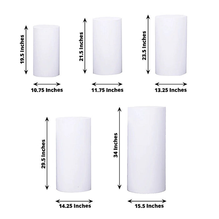 5 Metal Cylinder Pillar Prop Stands for Wedding Aisle - White