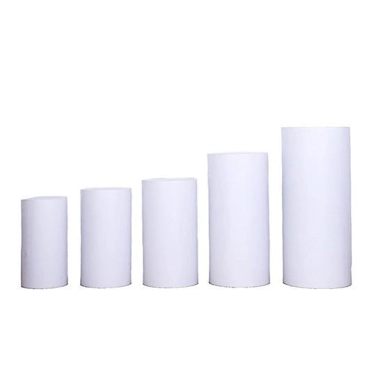 5 Metal Cylinder Pillar Prop Stands for Wedding Aisle - White