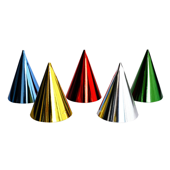 25 pcs 5"x7" Mixed Metallic Foil Paper Party Hats