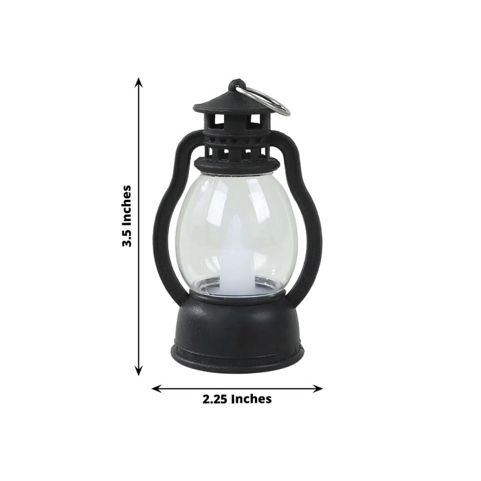 12 Vintage Mini LED Candle Lanterns - Black