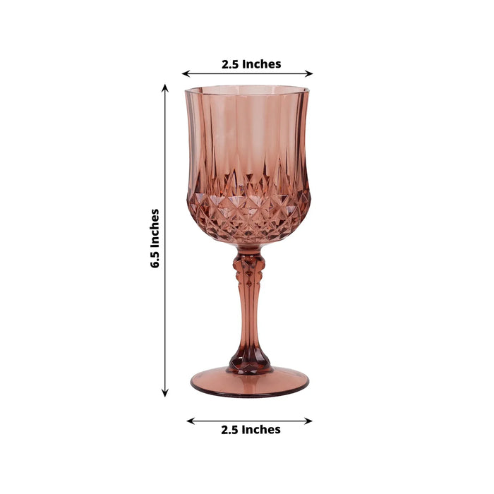 6 Plastic 8 oz Crystal Cut Goblets Wine Glasses - Disposable Tableware