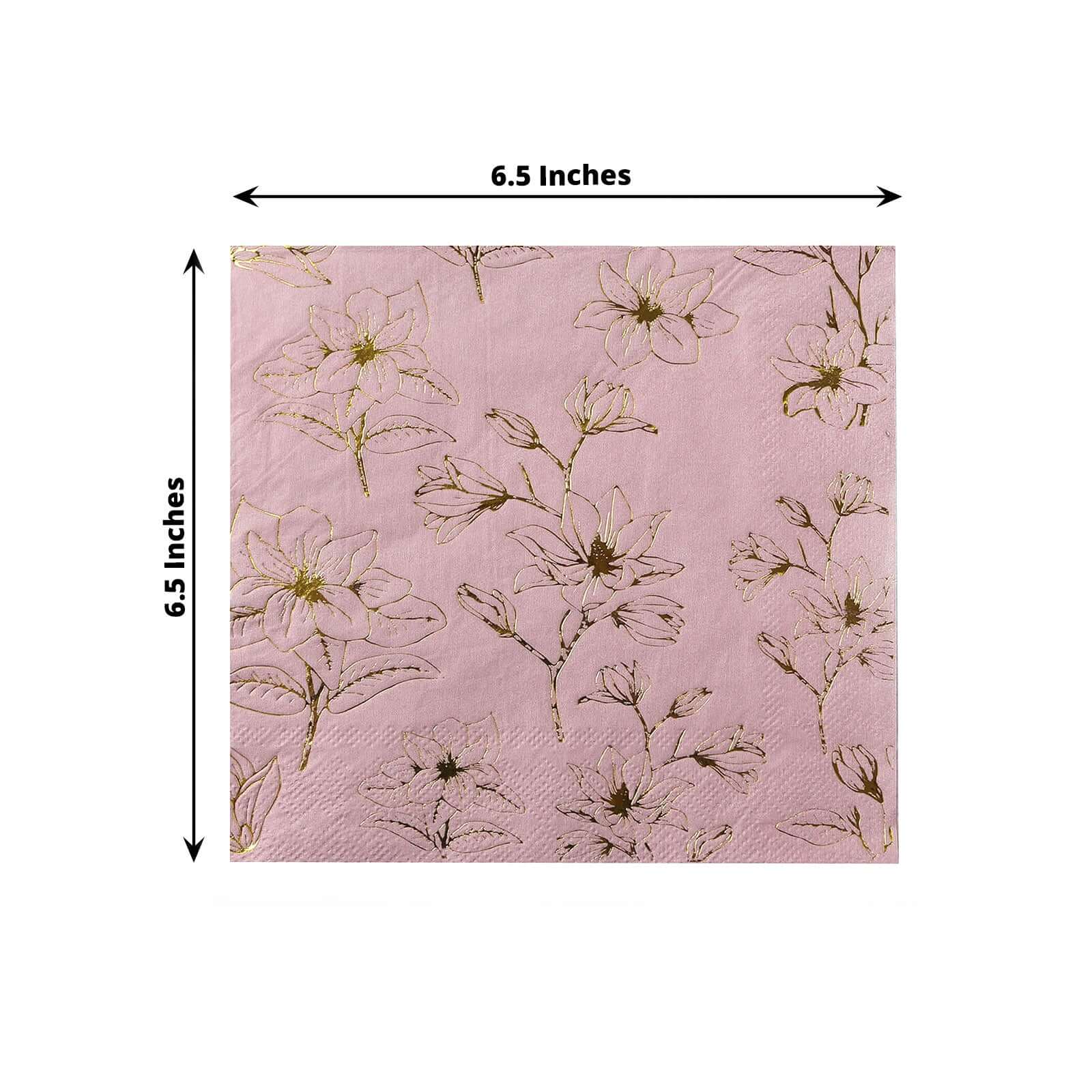 50 Square Soft 2 Ply Dinner Paper Napkins with Flowers Print