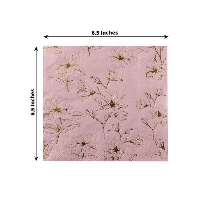 50 Square Soft 2 Ply Dinner Paper Napkins with Flowers Print