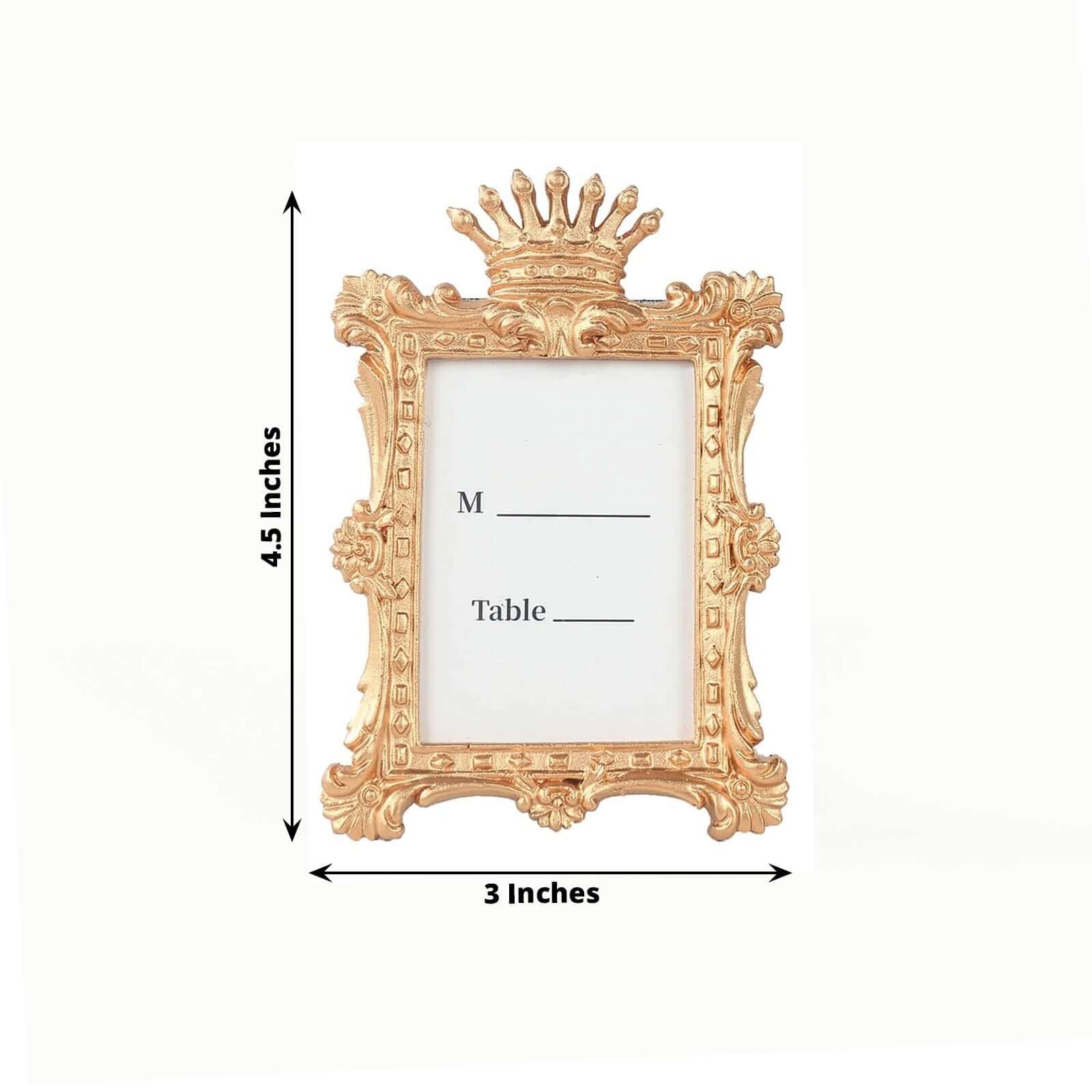 4 Square 4.5" Royal Crown Picture Frames Wedding Favors - Gold