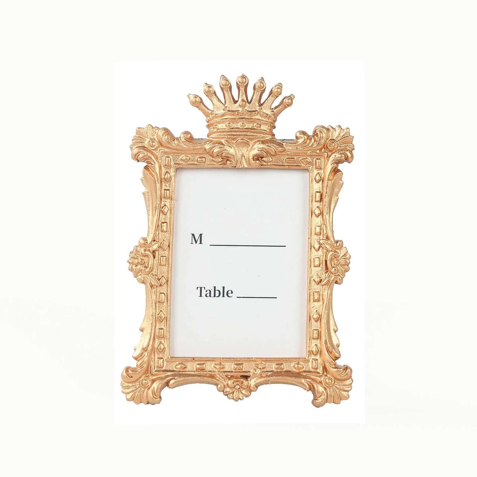 4 Square 4.5" Royal Crown Picture Frames Wedding Favors - Gold