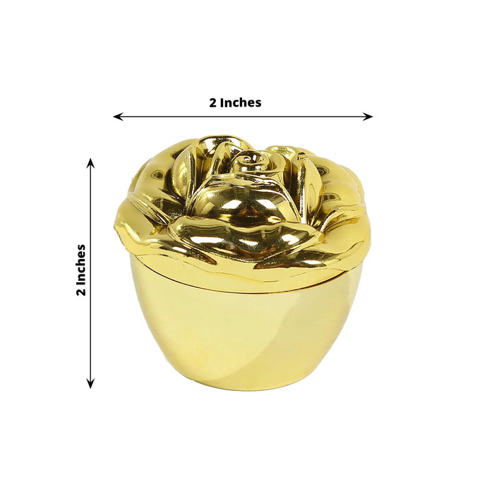 20 Vintage Rose Plastic Party Favor Boxes with Lids - Gold