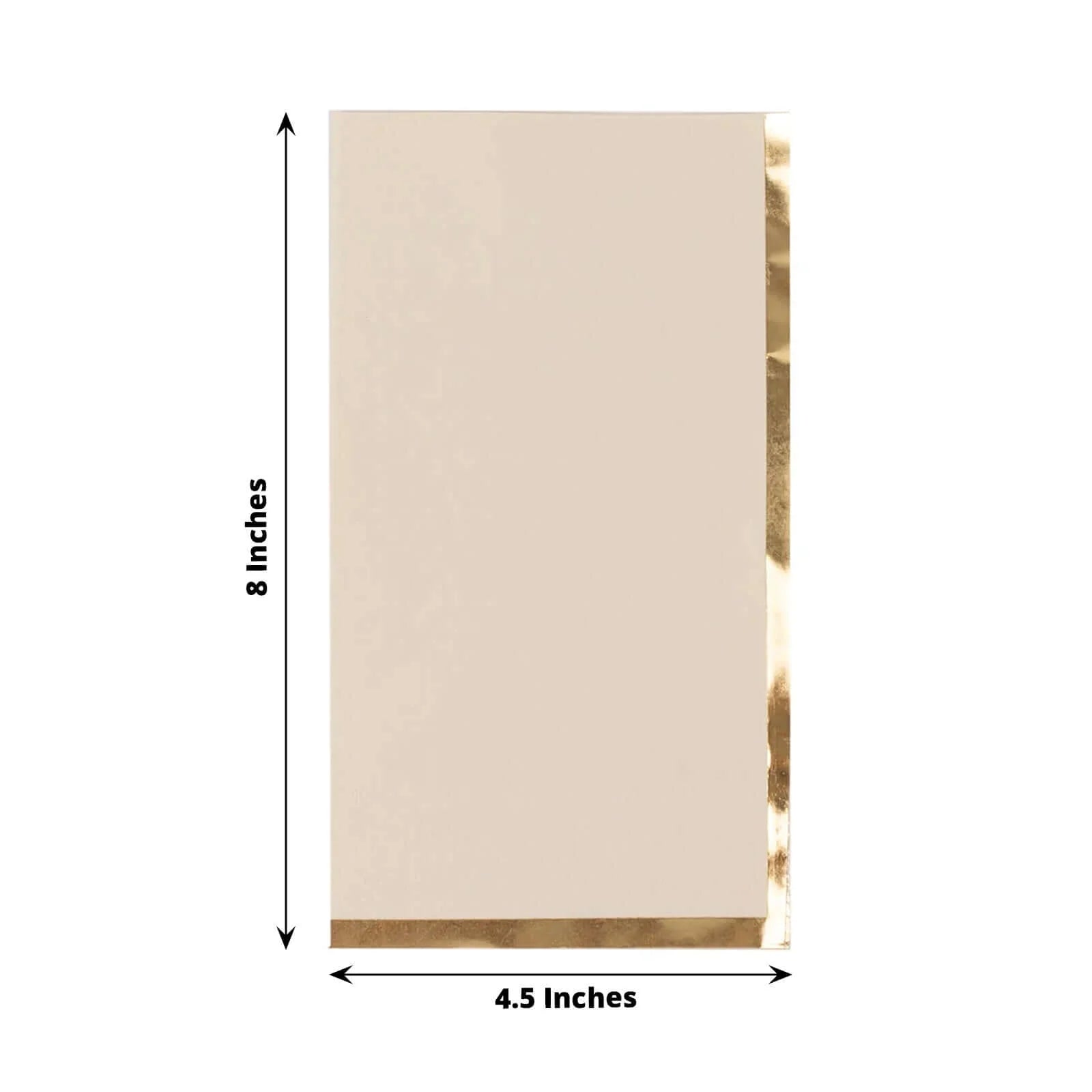 50 Soft 2 Ply Dinner Paper Napkins with Gold Foil Edge