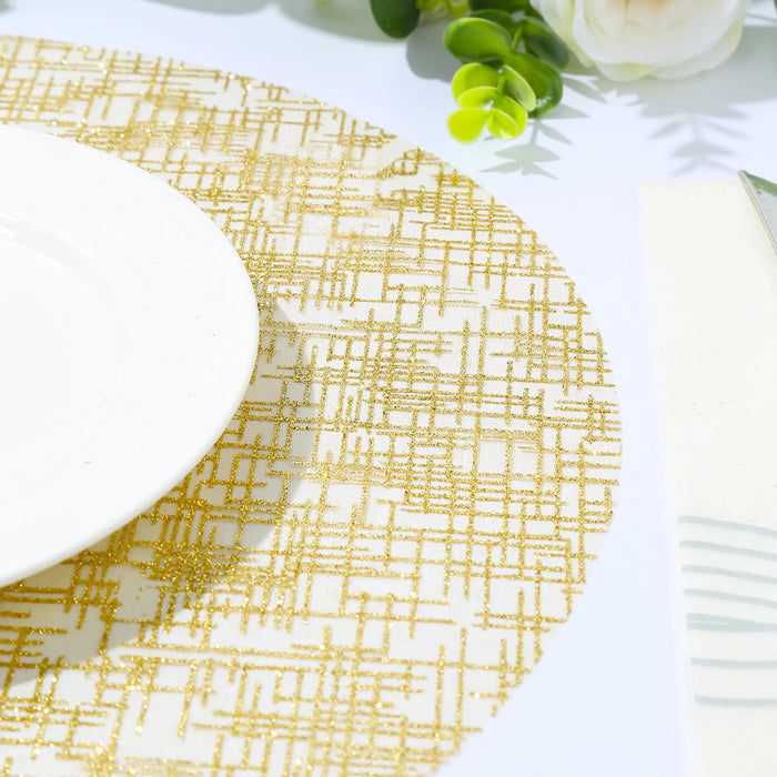 10 Round 13" Metallic Glitter Mesh Placemats