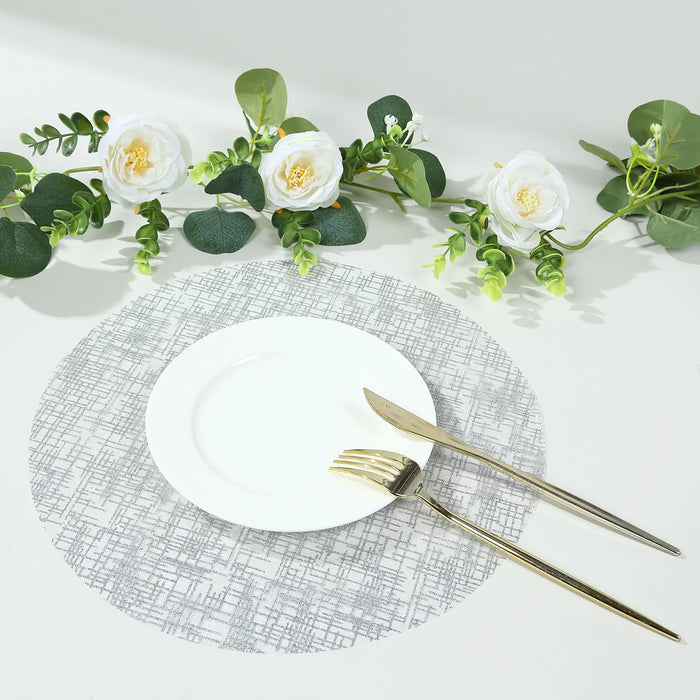 10 Round 13" Metallic Glitter Mesh Placemats