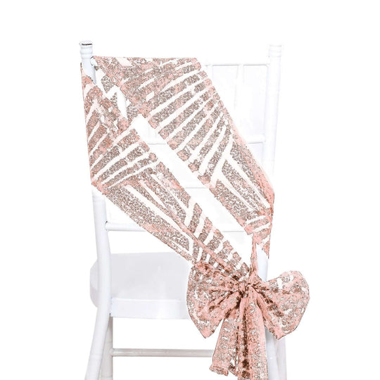 5 Tulle Chair Sashes with Sequins and Geometric Pattern