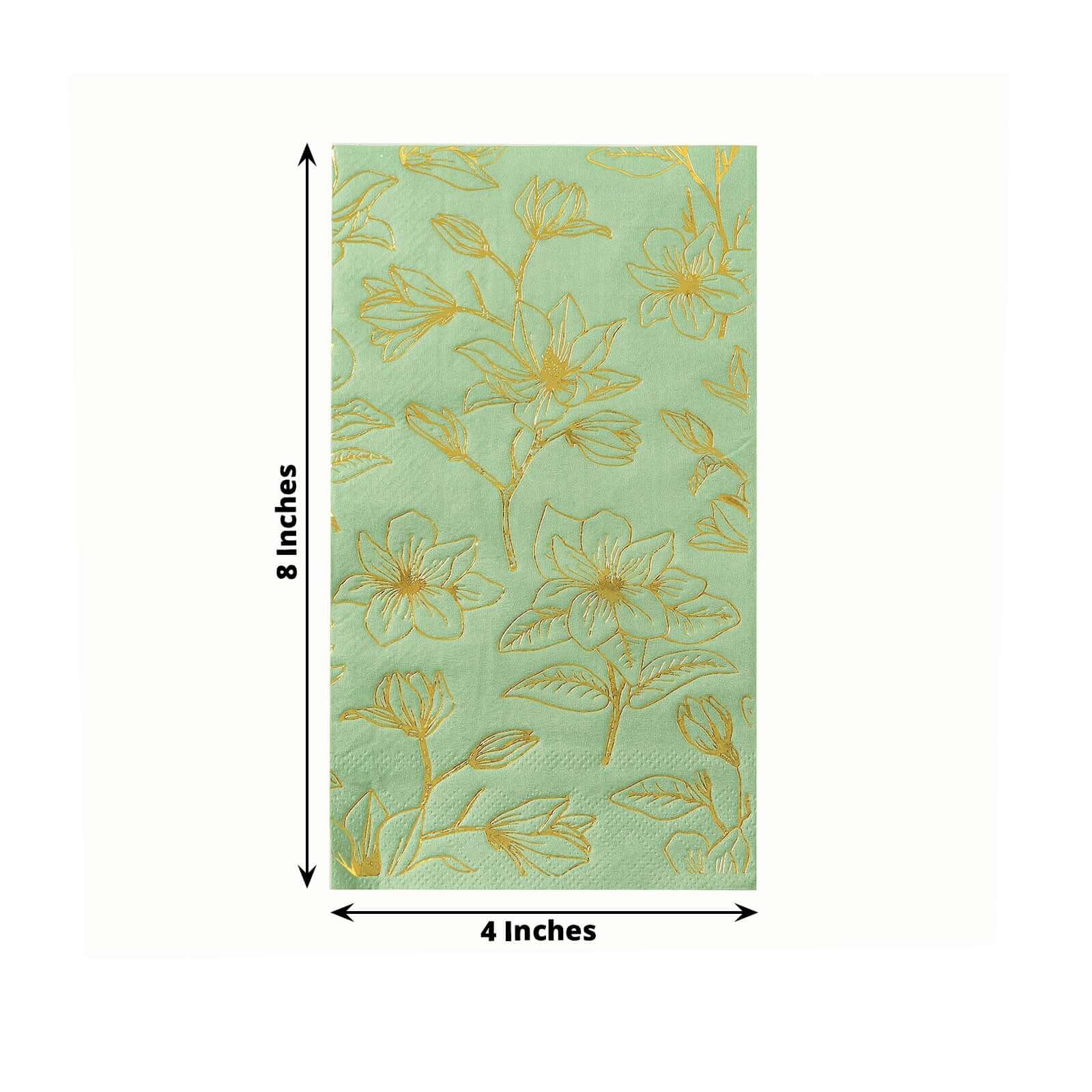 50 Rectangular Soft 2 Ply Dinner Paper Napkins with Flowers Print