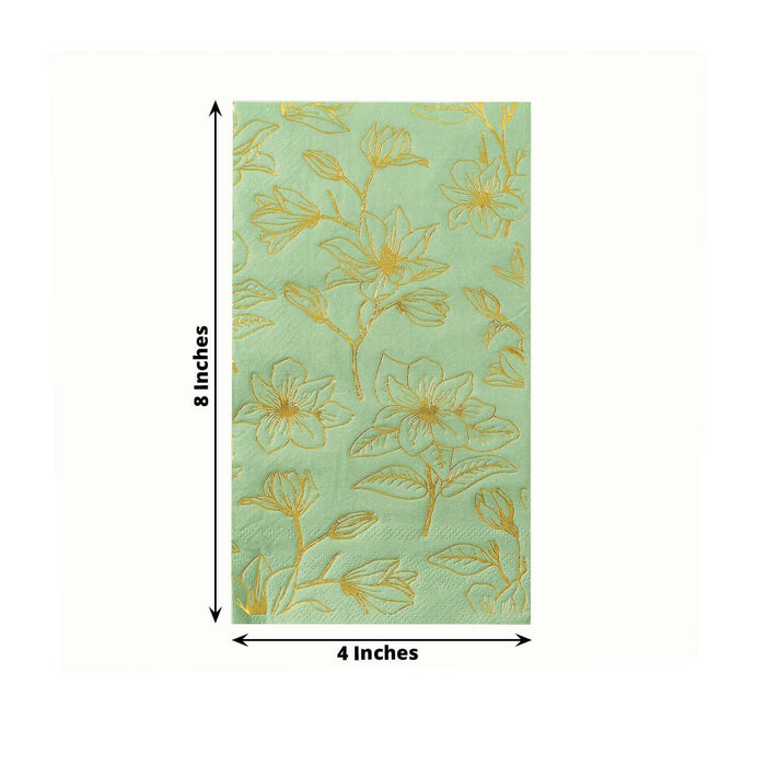 50 Rectangular Soft 2 Ply Dinner Paper Napkins with Flowers Print