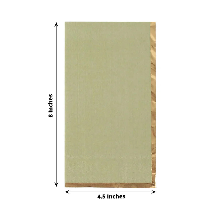 50 Soft 2 Ply Dinner Paper Napkins with Gold Foil Edge