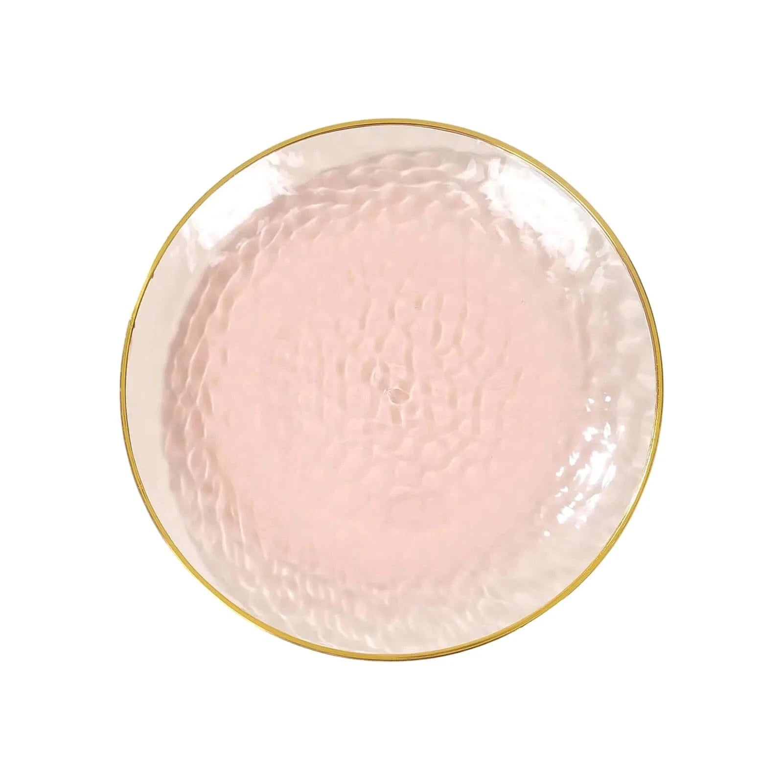 10 Glossy Round Plastic Salad and Dinner Plates with Gold Rim - Disposable Tableware