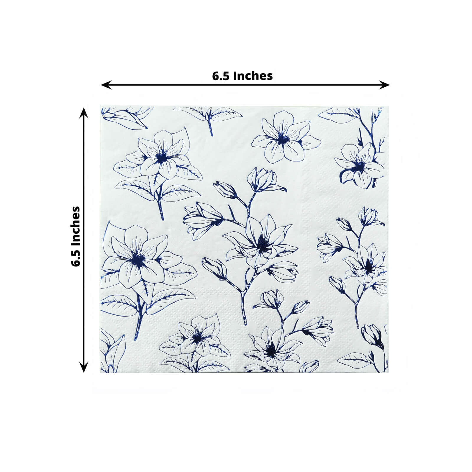 50 Square Soft 2 Ply Dinner Paper Napkins with Flowers Print