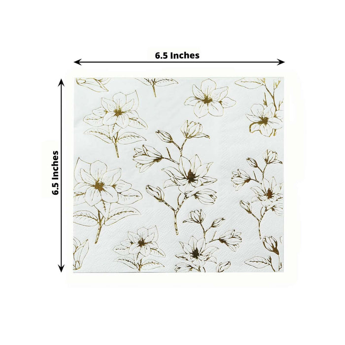 50 Square Soft 2 Ply Dinner Paper Napkins with Flowers Print