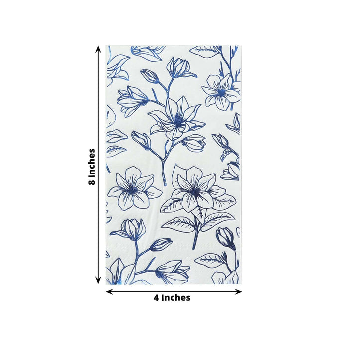 50 Rectangular Soft 2 Ply Dinner Paper Napkins with Flowers Print