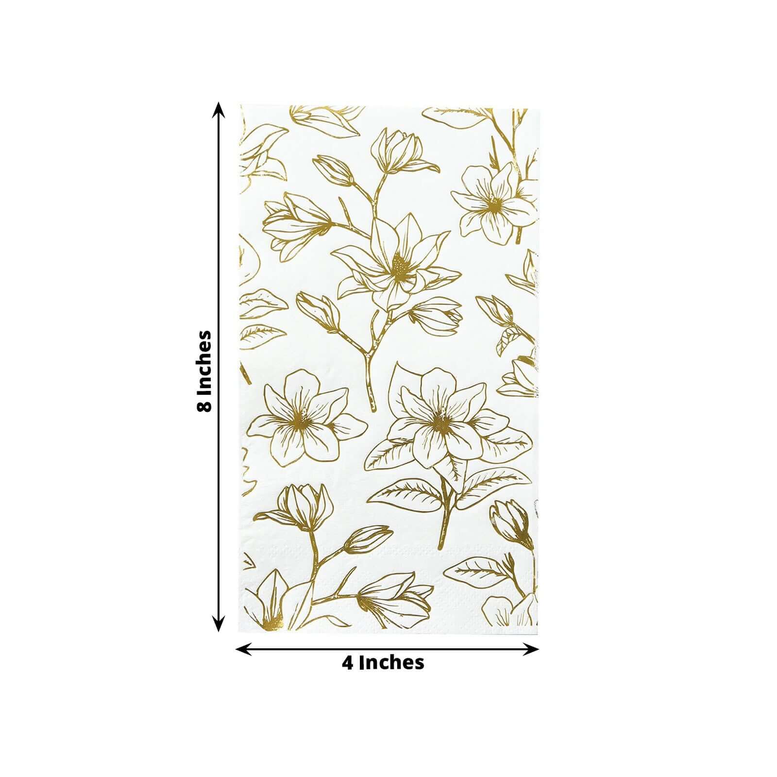 50 Rectangular Soft 2 Ply Dinner Paper Napkins with Flowers Print