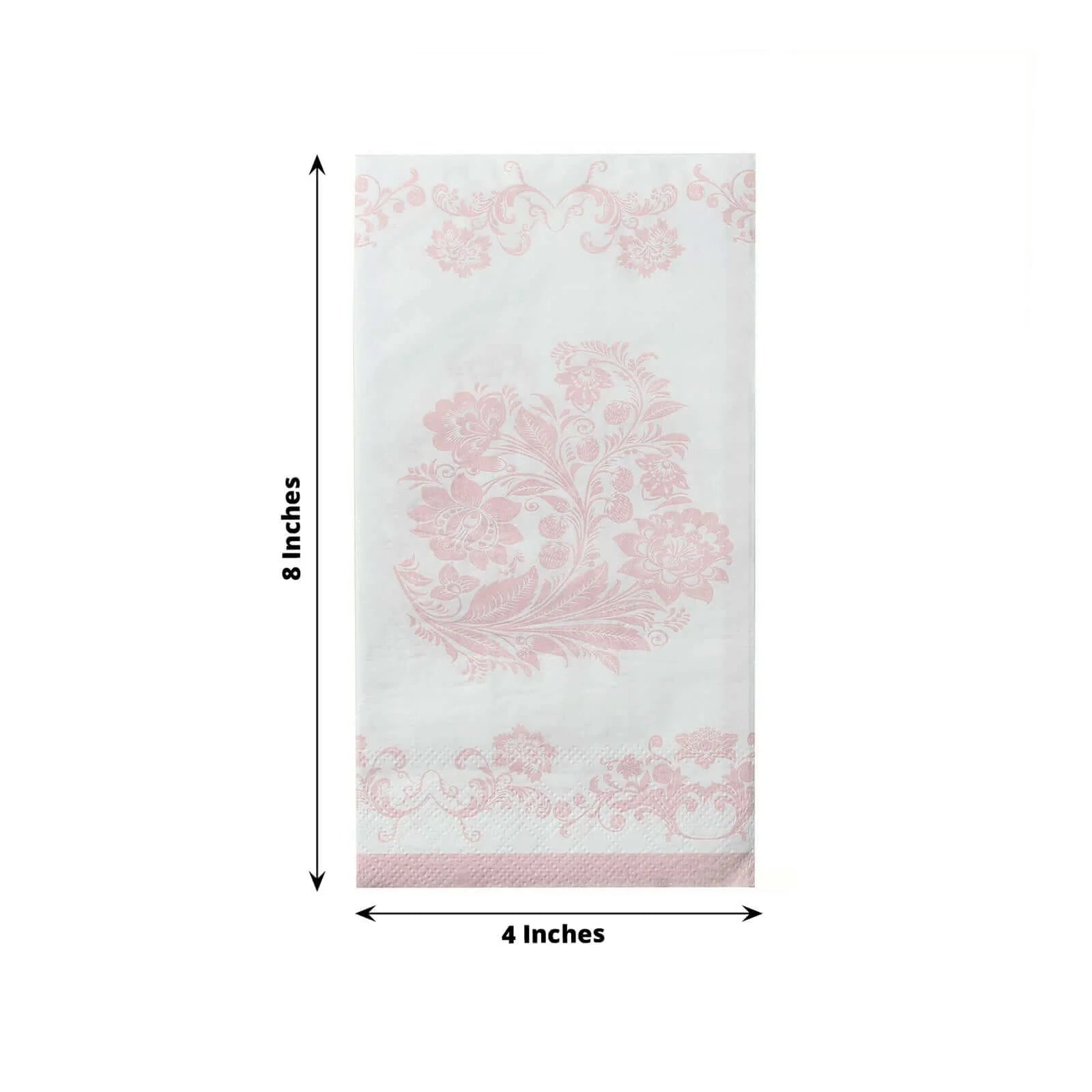 50 Paper Dinner Napkins in French Toile Floral Pattern - White and Pink