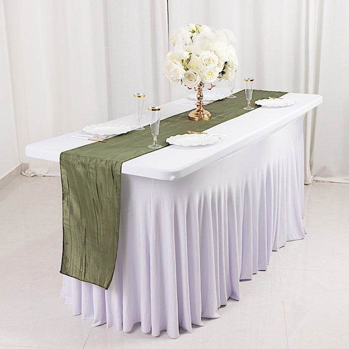 12" x 108" Metallic Accordion Crinkled Taffeta Table Runner