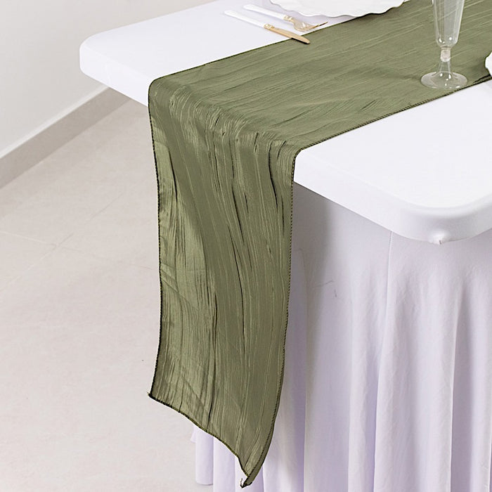 12" x 108" Metallic Accordion Crinkled Taffeta Table Runner