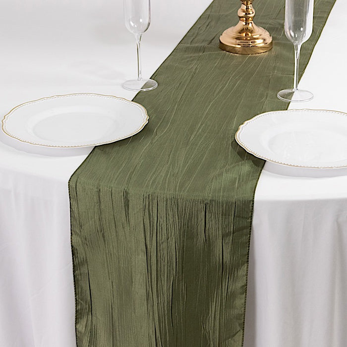 12" x 108" Metallic Accordion Crinkled Taffeta Table Runner