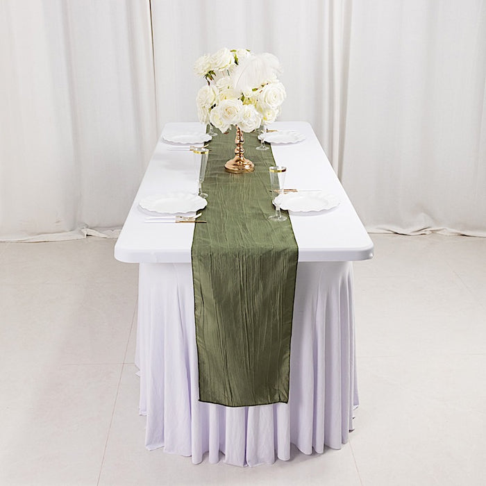 12" x 108" Metallic Accordion Crinkled Taffeta Table Runner