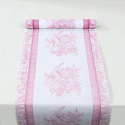 11" x 108" Floral Pattern Non-Woven Table Runners with Ornate Borders - White and Pink RUN_DSP16_FLOR02