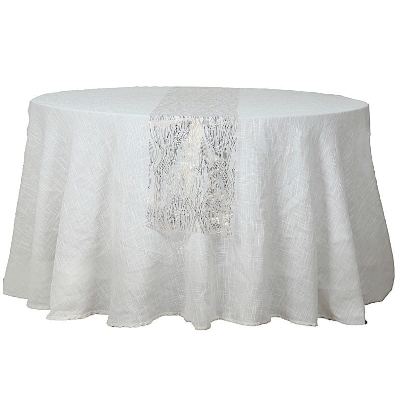 5 Organza Table Runners with Foil Wave Design