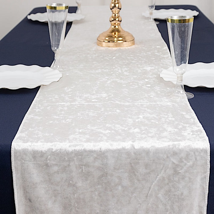 12"x108" Premium Crushed Velvet Table Runner Wedding Linens