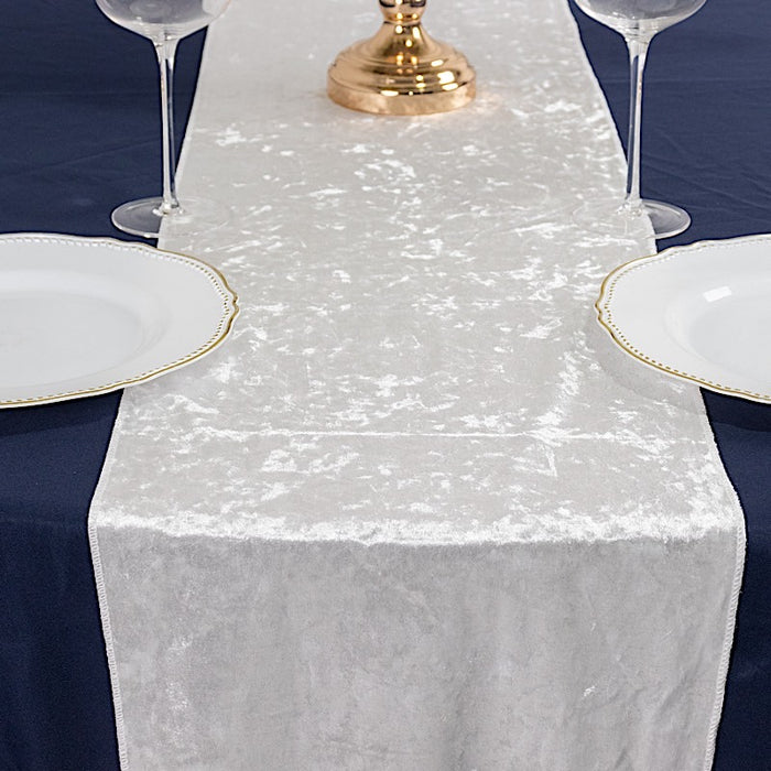 12"x108" Premium Crushed Velvet Table Runner Wedding Linens