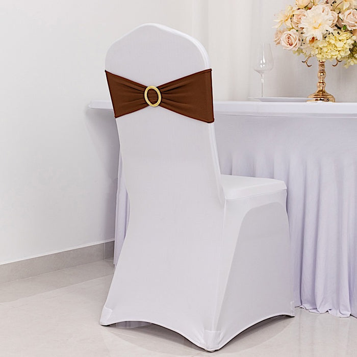 5 Spandex Stretchable Chair Sashes with Gold Rhinestone Buckles