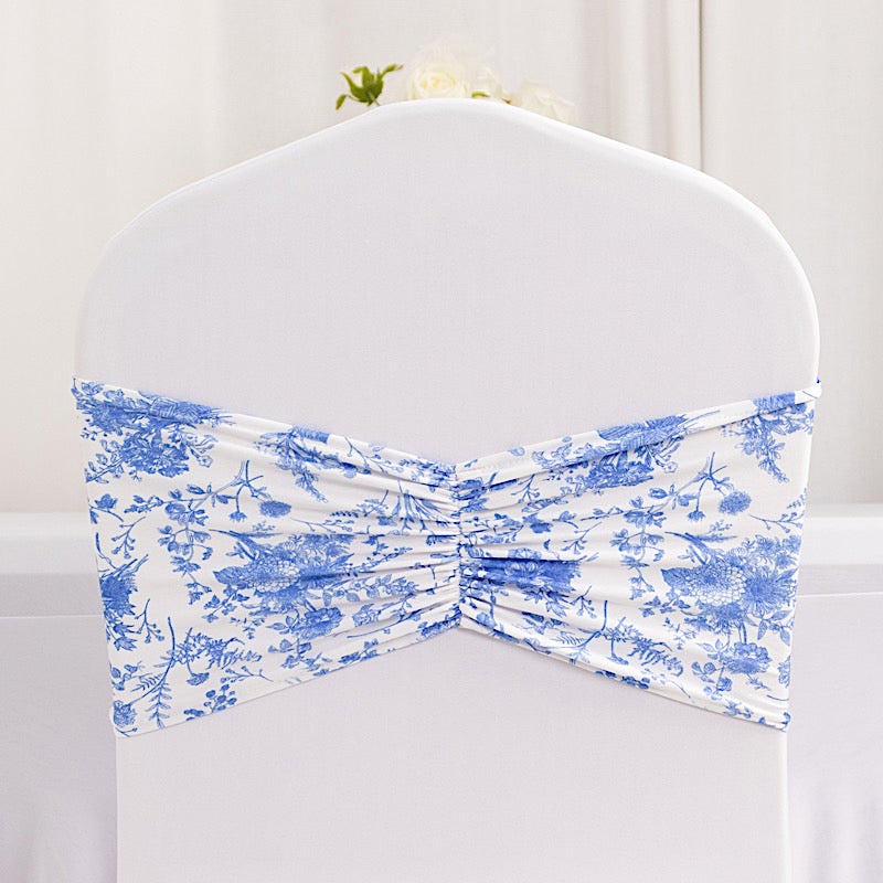 5 pcs Ruffled Spandex Chair Sashes Floral Style