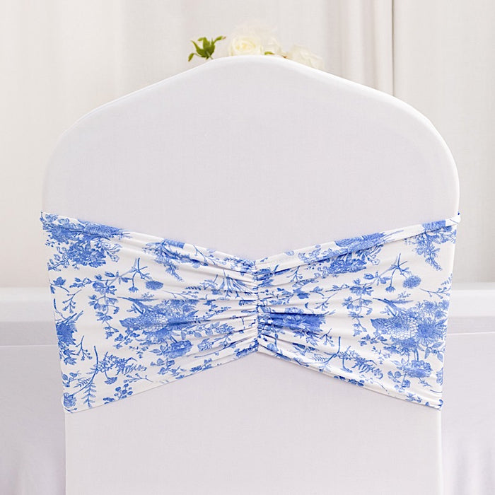 5 pcs Ruffled Spandex Chair Sashes Floral Style