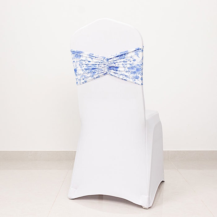 5 pcs Ruffled Spandex Chair Sashes Floral Style