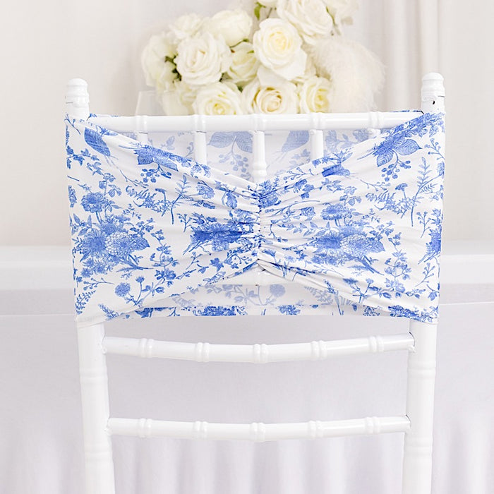 5 pcs Ruffled Spandex Chair Sashes Floral Style