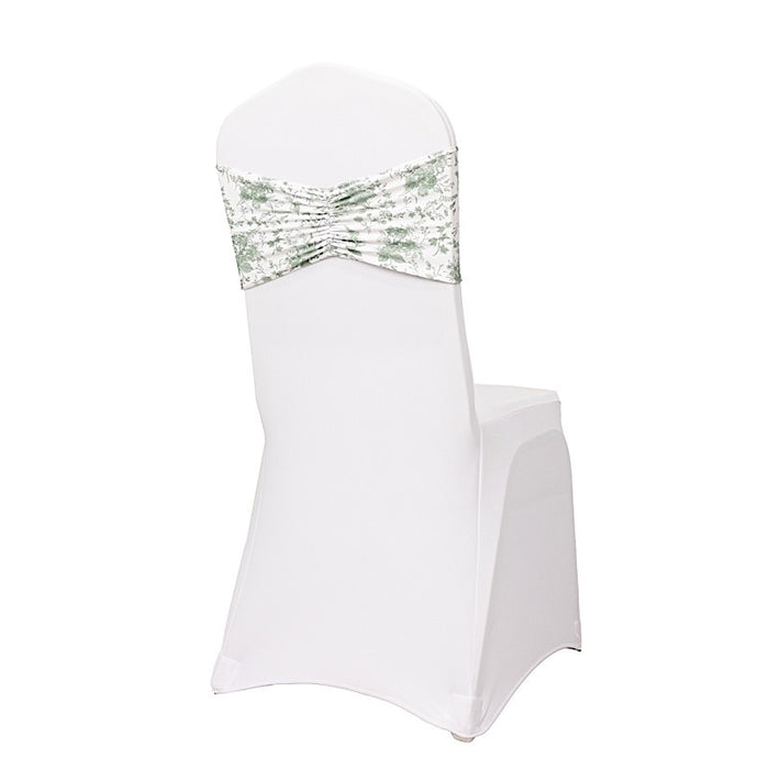 5 pcs Ruffled Spandex Chair Sashes Floral Style