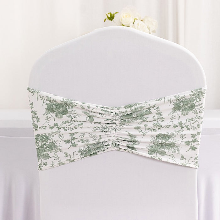 5 pcs Ruffled Spandex Chair Sashes Floral Style