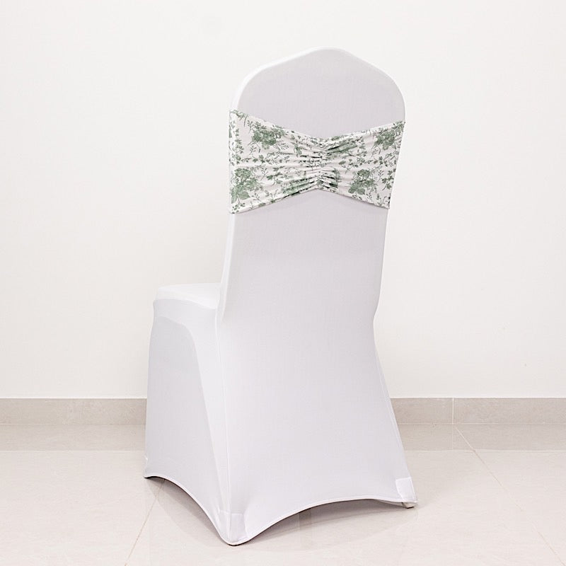 5 pcs Ruffled Spandex Chair Sashes Floral Style