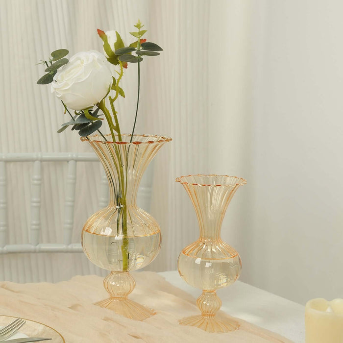 4 Nordic Style Glass Flower Vases with Petals Texture