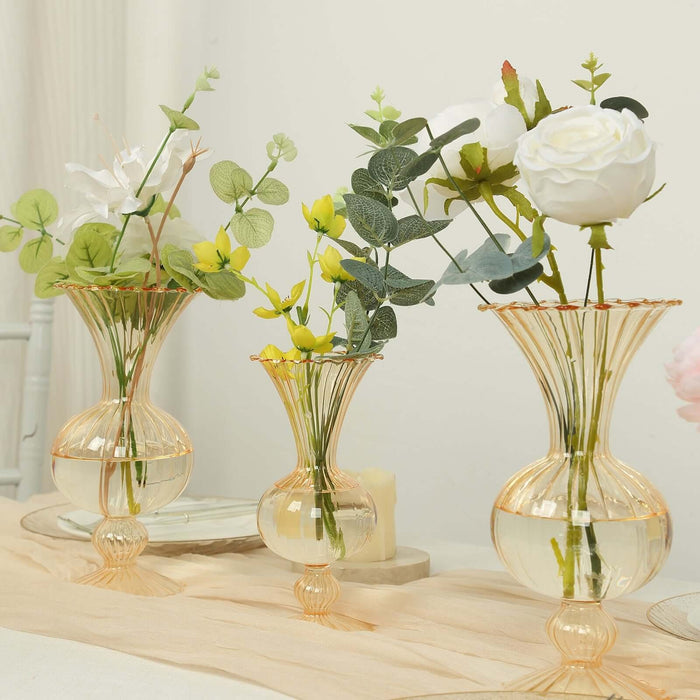 4 Nordic Style Glass Flower Vases with Petals Texture