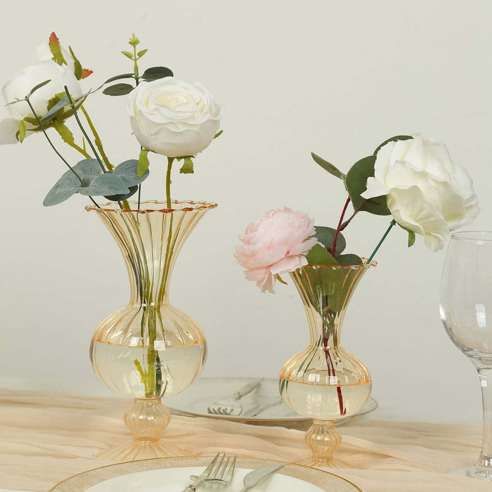 4 Nordic Style Glass Flower Vases with Petals Texture