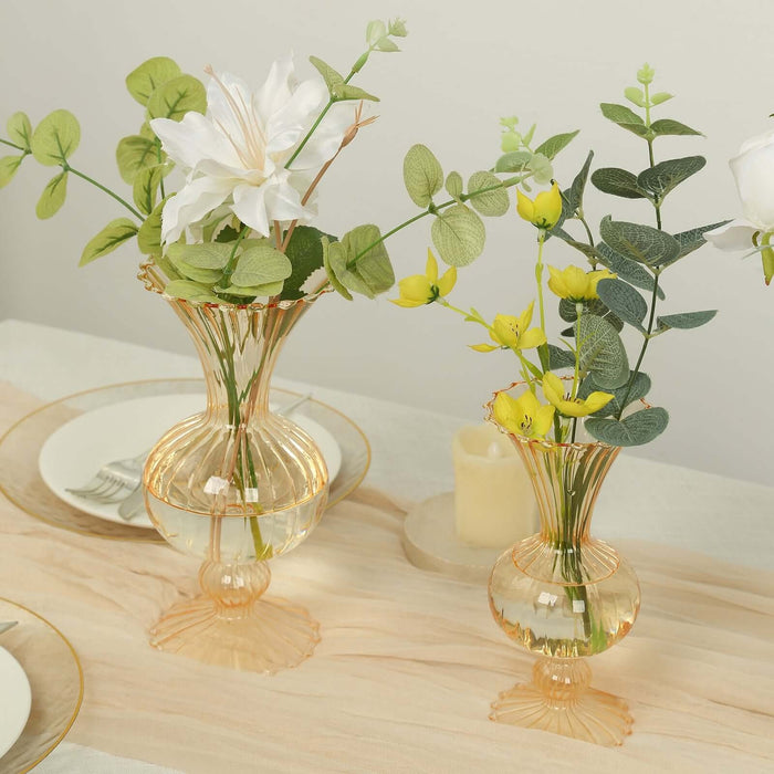 4 Nordic Style Glass Flower Vases with Petals Texture