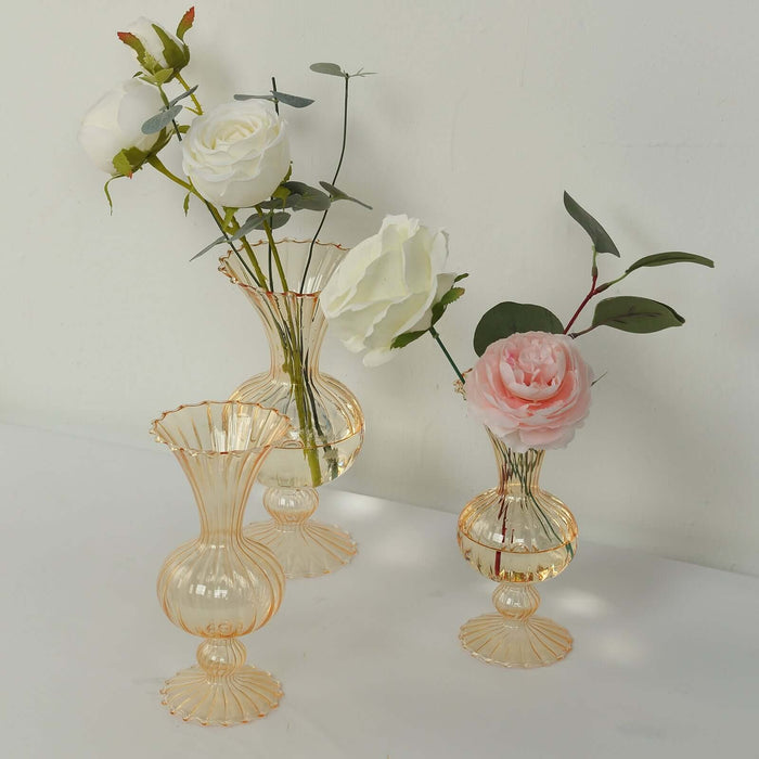 4 Nordic Style Glass Flower Vases with Petals Texture