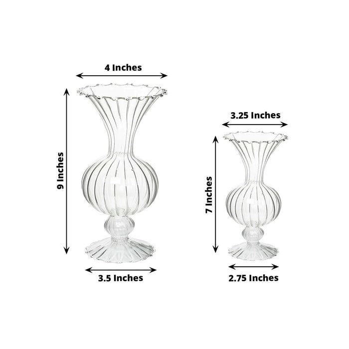 4 Nordic Style Glass Flower Vases with Petals Texture