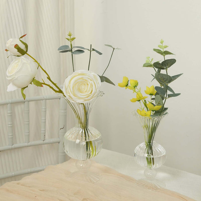 4 Nordic Style Glass Flower Vases with Petals Texture